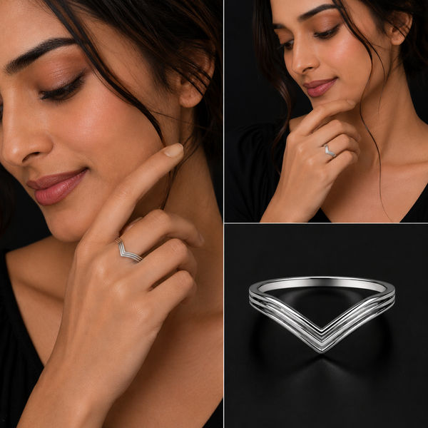 Modern double Symmetry V-Band Ring
